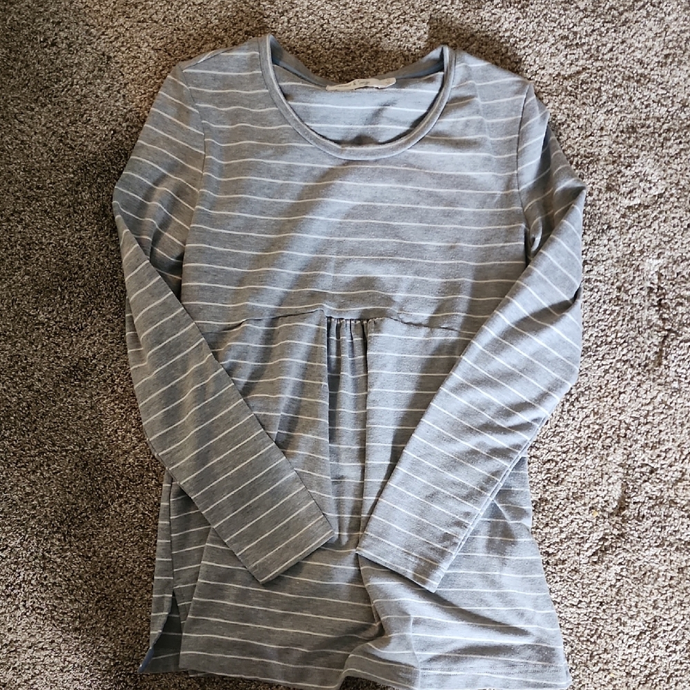 Gray Striped Long Sleeve Top